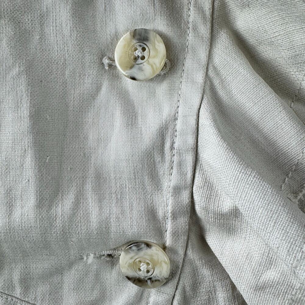 CAbi White Ruffle Blazer Jacket Medium Cropped 100% Linen Blend Military Chic - Picture 4 of 10